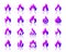 Fire violet simple gradient icons vector set