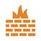 Fire wall, firewall icon. Orange color vector graphics