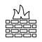 Fire wall, firewall outline icon. Line art vector design