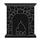 Fire, warmth and comfort. Fireplace single icon in black style vector.