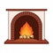 Fire, warmth and comfort. Fireplace single icon in cartoon style