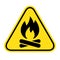 Fire warning sign in isolated on white background. Flammable, inflammable substances icon. Hazard icon