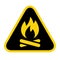 Fire warning sign in isolated on white background. Flammable, inflammable substances icon. Hazard icon