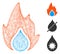 Fire and Water Drop Polygonal Web Vector Mesh Illustration