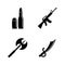 Firearms and Bladed Weapons. Simple Related Vector Icons