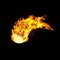 Fireball realistic fire, isolated on black