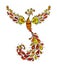 Firebird with a Majestic Tail. Phoenix Bird. Mythical character. Ornamental Silhouette for your design