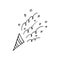 Firecracker, confetti and serpentine icon. hand drawn doodle style. , minimalism, monochrome, sketch. holiday, party, new year,