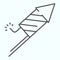 Firecracker thin line icon. Burning firework vector illustration isolated on white. Festival rocket outline style design