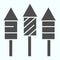 Firecrackers solid icon. Striped fireworks vector illustration isolated on white. Party rocket glyph style design