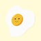 Fired egg smile cartoon illustration on yellow background