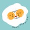 Fired eggs hug and kiss and good morning word cartoon vector illustration