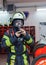 Firefighter in action and with oxygen bottle and mask - Serie Firefighter