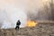 Firefighter battle a wildfire