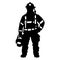 Firefighter black icon on white background. Fireman silhouette