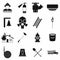 Firefighter black simple icons set