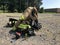 Firefighter coat and helmet ready to go