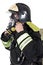 Firefighter corrects overview mask breathing apparatus