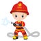 Firefighter Cute Little Boy with Fire Hose