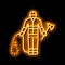 firefighter emergency worker neon glow icon illustration