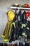 Firefighter Equipment Arranged At Fire Station