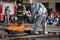 Firefighter extinguish fire during a training exercise