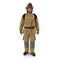 Firefighter In Fully Protective Uniform Standing Pose 3D Illustration Front View On White Background