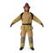 Firefighter In Fully Protective Uniform Standing Pose Isolated 3D Illustration On White Background