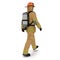 Firefighter In Fully Protective Uniform Walking Pose Isolated 3D Illustration On White Background