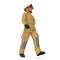 Firefighter In Fully Protective Uniform Walking Pose Isolated 3D Illustration On White Background