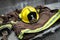 Firefighter gear on concrete step