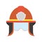Firefighter helmet with goggles flat style icon