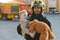 Firefighter holding child boy to save him in fire and smoke,Firemen rescue the boys from fire