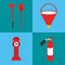 Firefighter icon set. Fire departament equipment icons. Vector I