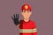 Firefighter Making a Halt Gesture Warning about Fire Vector Cartoon