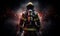 firefighter man confronts fire, ai generative