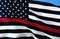 Firefighter Memorial USA. USA EMERGENCY SERVICES. THIN RED LINE USA FLAG. A black and white USA flag design with thin red line