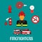 Firefighter profession color flat icons