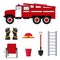 Firefighter Profession Equipment and Tools. Vector