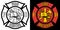 Firefighter Rescue Maltese Florian Cross in both Black Line Art and Red and Gold Color Isolated Vector Illustration