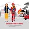 Firefighter Rescuing Child Vector Illustration