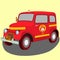 Firefighter retro car Isometric 3D view of classic vehicle