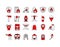 Firefighter Sign Color Thin Line Icon Set. Vector