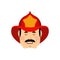 Firefighter sleeping emoji face avatar. Fireman asleep emotions