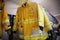 Firefighter suit and equipment ready for operation, Fire fighter room for store equipment, Protection equipment of fire fighter