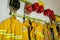 Firefighter suits and helmets hanging