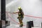 Firefighter take measure on gas leak