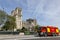 Firefighter Truck Near Notre Dame Cathedral in Paris