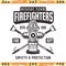 Firefighter vector retro emblem with fire hydrant