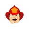 Firefighter winks emoji avatar. Face Fireman happy emotion